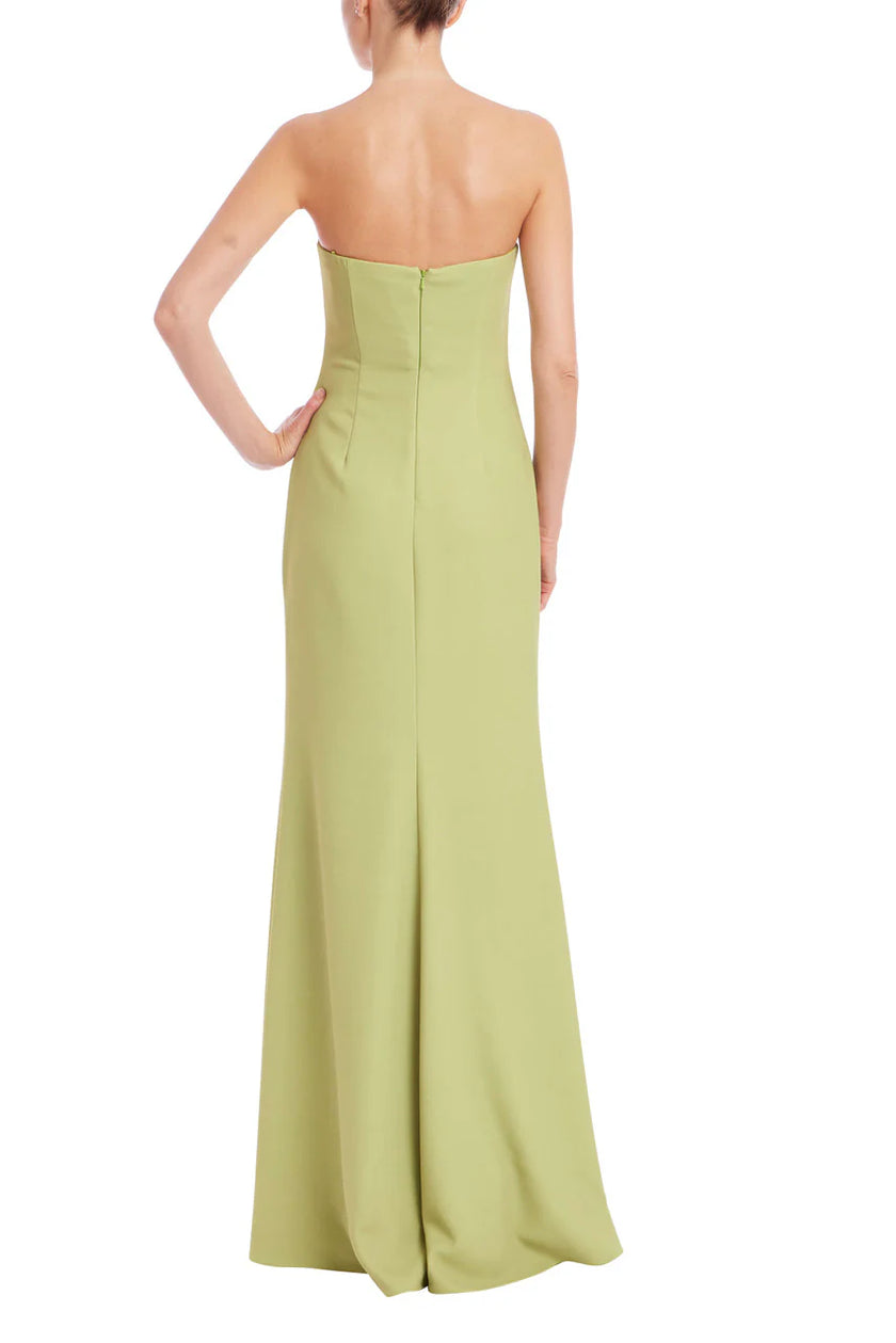 STRAPLESS FLORAL PRINT COLUMN GOWN