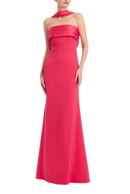STRAPLESS CREPE ALINE EVENING GOWN