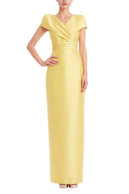 FAUX WRAP MIKADO COLUMN GOWN