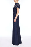 KNOT SLEEVE JACQUARD MERMAID GOWN