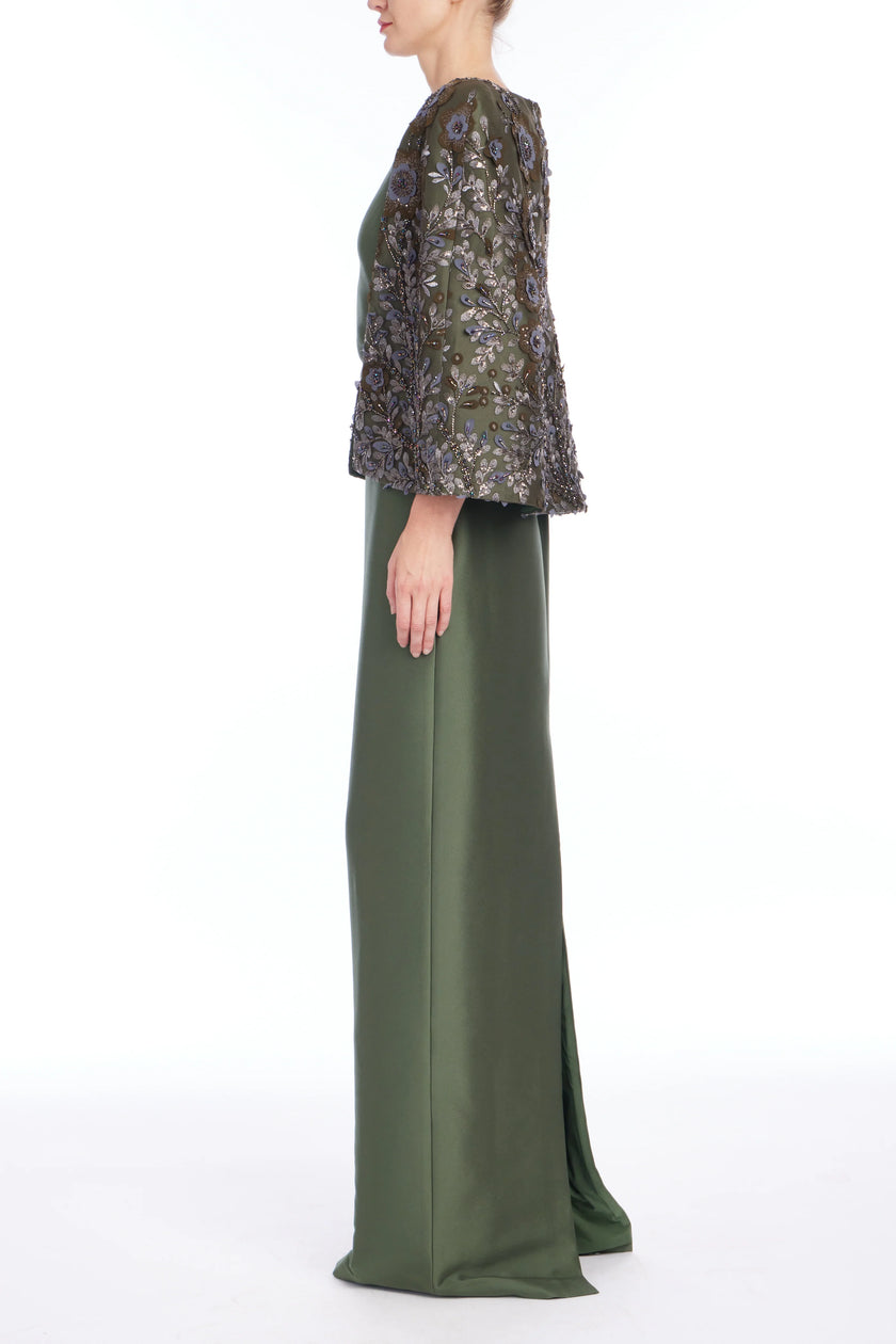 EMBROIDERED CAPE GOWN
