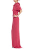 CAPELET AND BOW ACCENT COLUMN EVENING DRESS