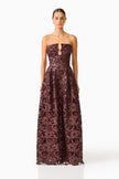 NOVELLE SWEETHEART MAXI DRESS IN CHOCOLATE BROWN