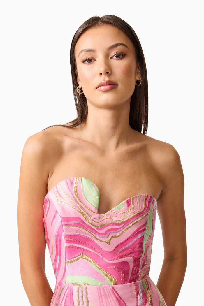 MIRELLA STRAPLESS MIDI DRESS IN PINK