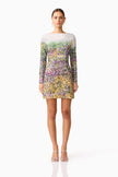 ARDEN LONG SLEEVE MINI DRESS IN MULTI OMBRE
