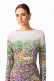 ARDEN LONG SLEEVE MINI DRESS IN MULTI OMBRE