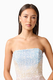 ARDEN STRAPLESS MIDI DRESS IN MULTI OMBRE