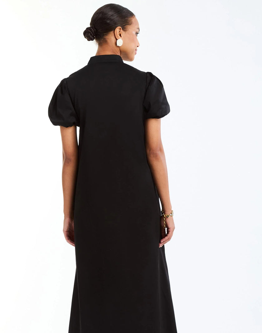ELLIANA BARONG MIDI DRESS IN BLACK IVORY