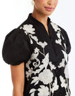 ELLIANA BARONG MIDI DRESS IN BLACK IVORY