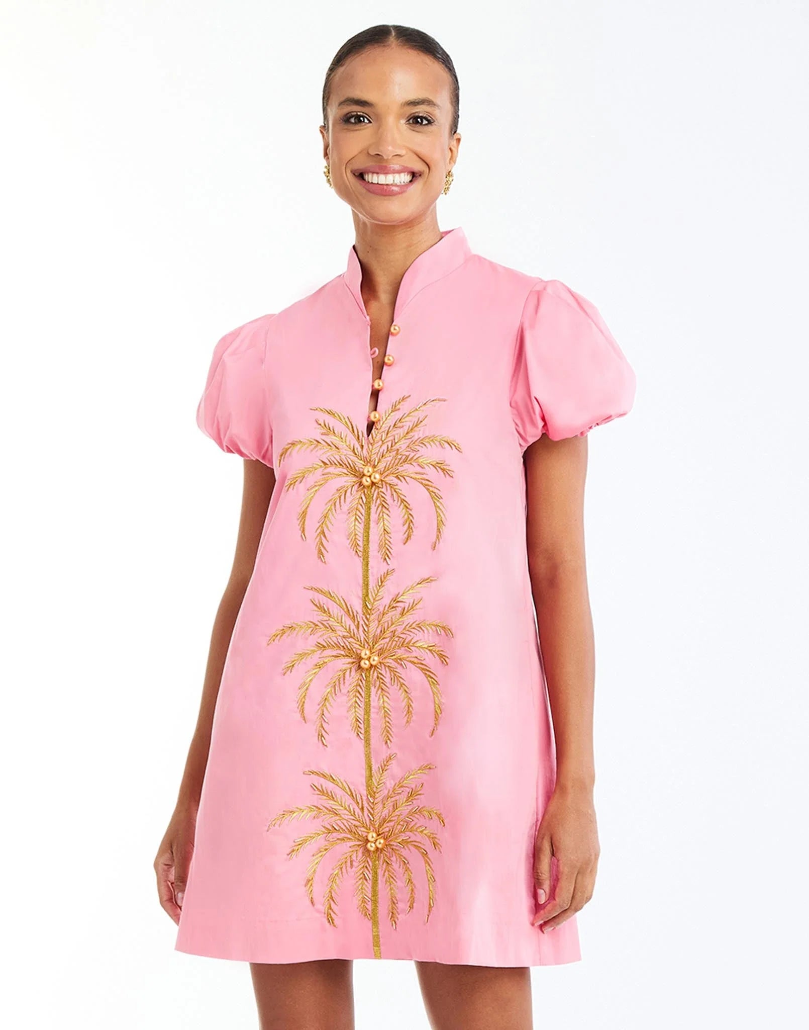 ELLIANA BARONG MINI DRESS IN AURORA PINK