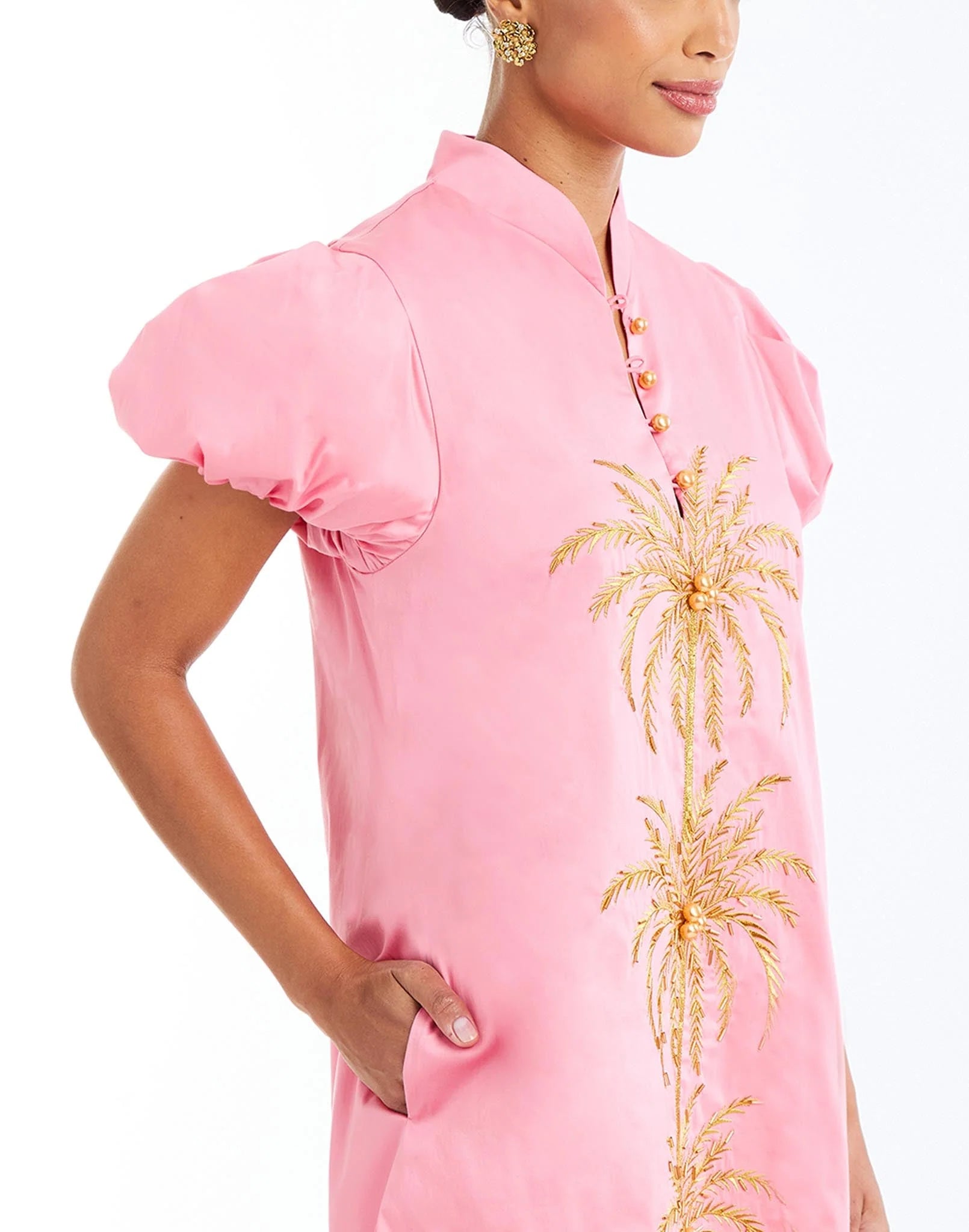 ELLIANA BARONG MINI DRESS IN AURORA PINK