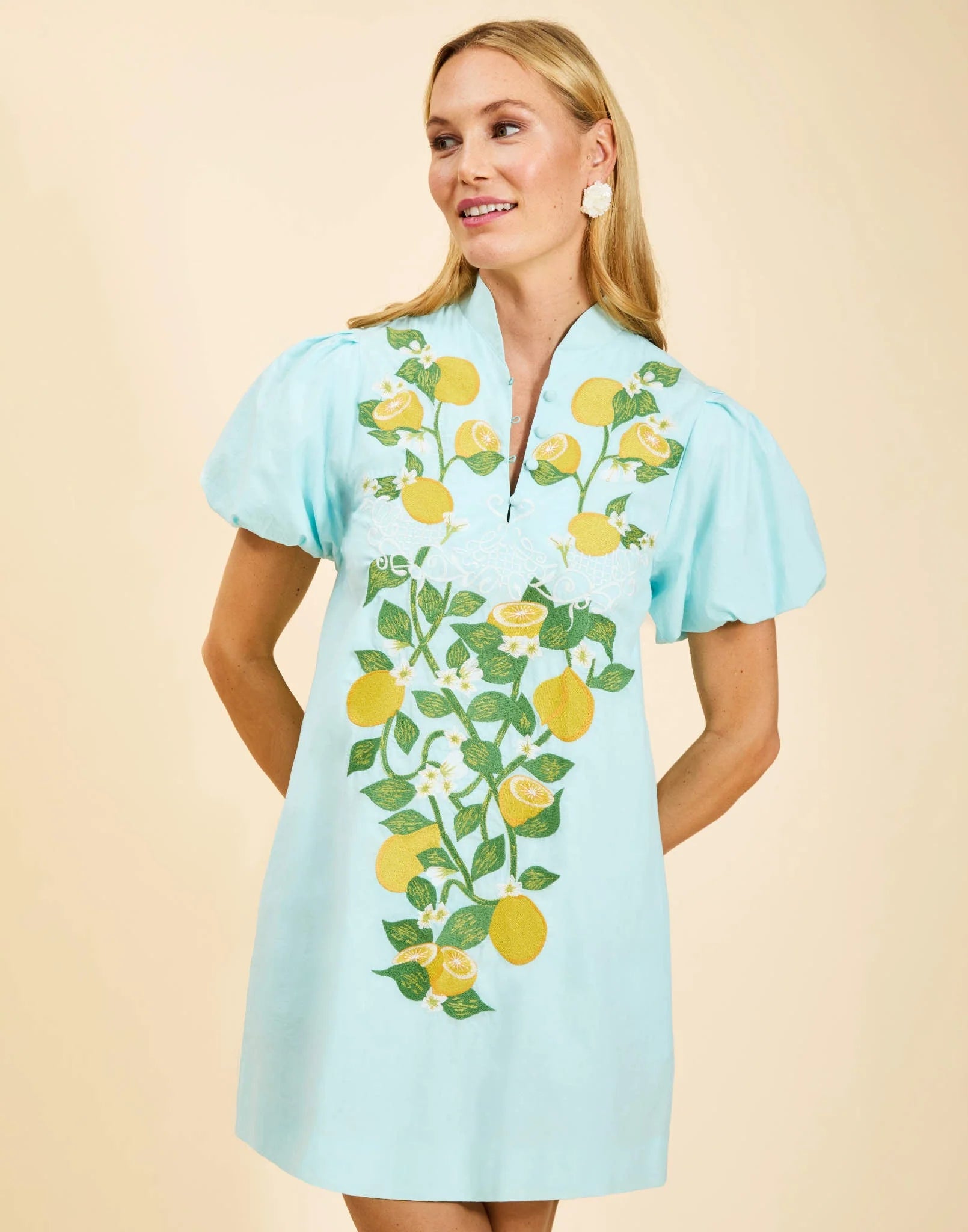 ELLIANA BARONG MINI DRESS IN SOREENTO CITRUS