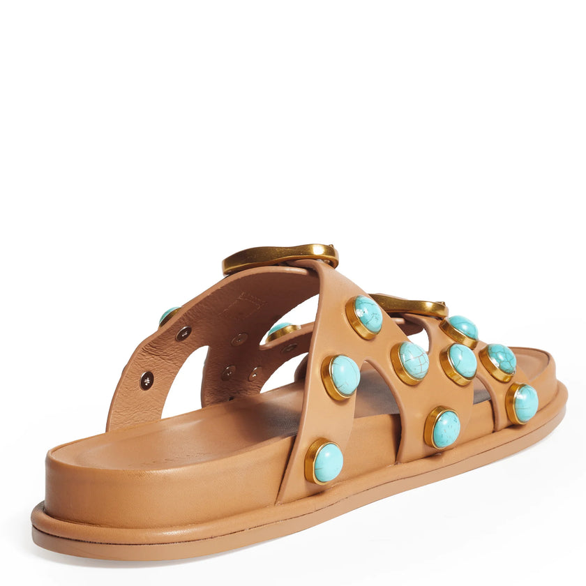 ENAMEL EMBELLISHED TWO STRAP SANDAL