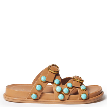 ENAMEL EMBELLISHED TWO STRAP SANDAL