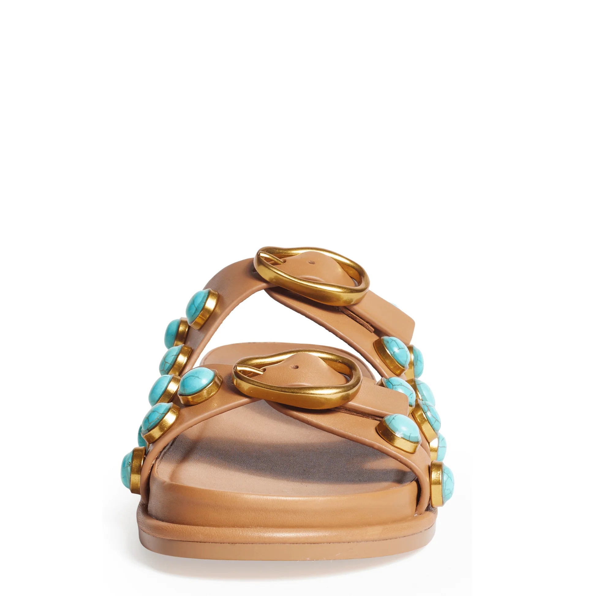 ENAMEL EMBELLISHED TWO STRAP SANDAL
