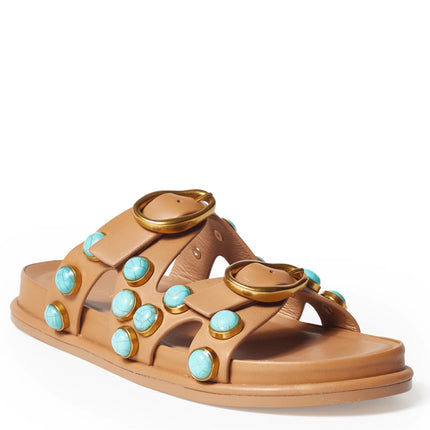 ENAMEL EMBELLISHED TWO STRAP SANDAL