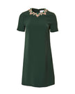 EMBELISHED NECK SHIFT DRESS
