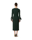SHEATH DRESS WITH FRONT SLIT AND BOW CUFF