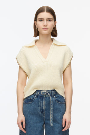 BOUCLE CROPPED CHAIN TRIM POLO