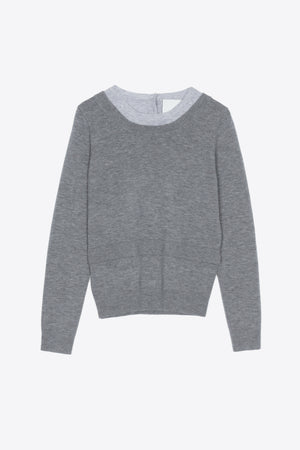 LAYERED KNIT PULLOVER WITH KEYHOLE