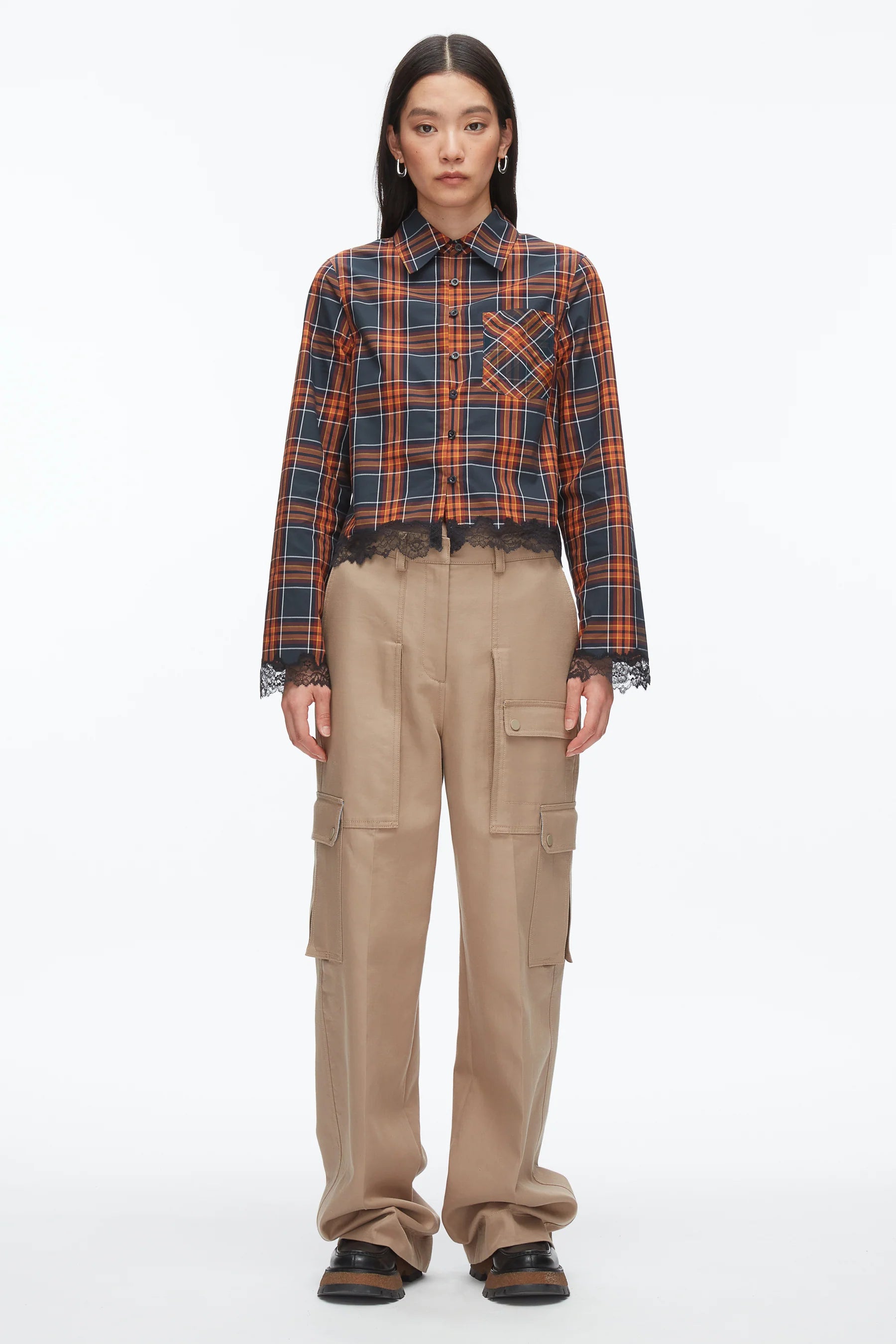 LONG SLEEVE MIX CROPPED SHIRT