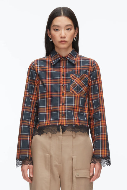 LONG SLEEVE MIX CROPPED SHIRT