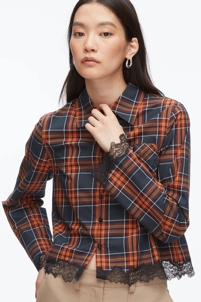 LONG SLEEVE MIX CROPPED SHIRT
