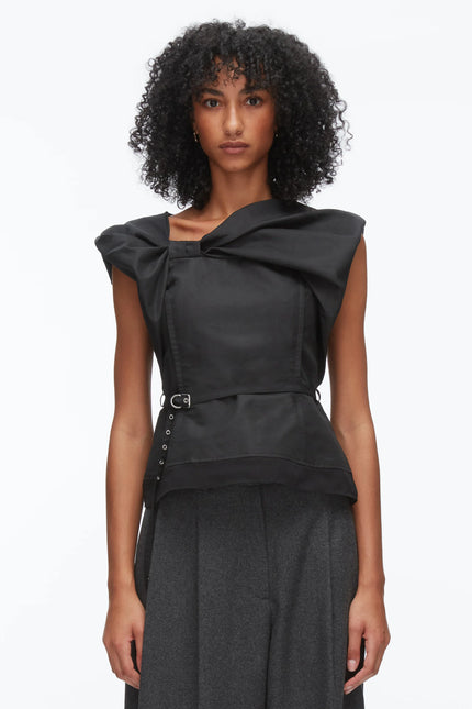 DRAPED BOW BELTED SHELL TOP