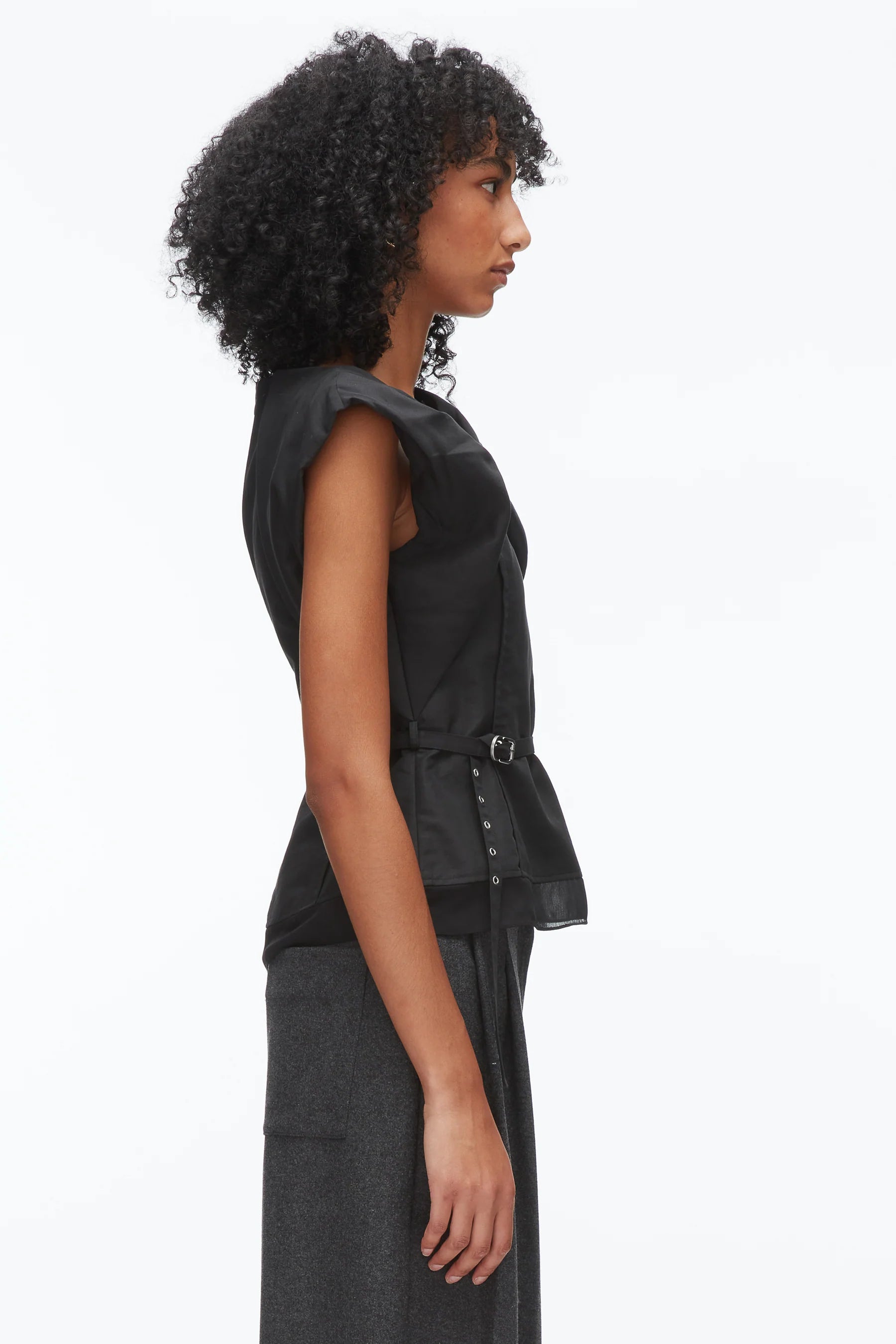 DRAPED BOW BELTED SHELL TOP