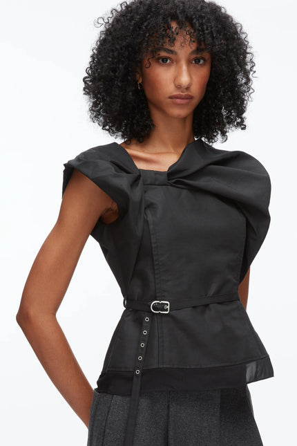 DRAPED BOW BELTED SHELL TOP