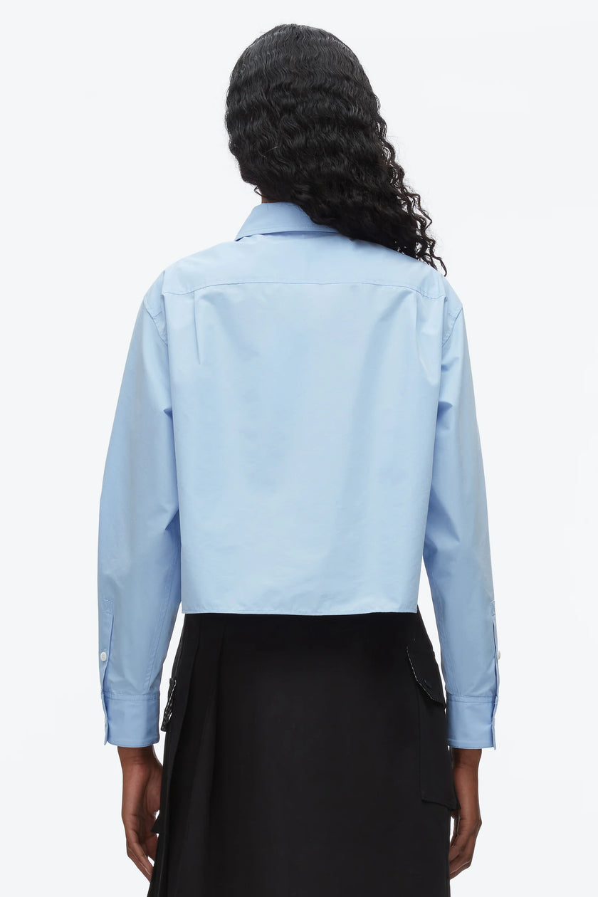 CROPPED SHIRT WITH EMBROIDERED COLLAR
