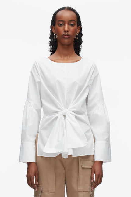 TIE FRONT POPLIN SHIRT
