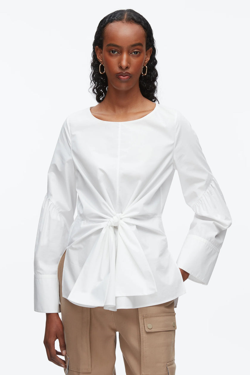 TIE FRONT POPLIN SHIRT