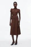 COMPACT RIB TULIP DRESS IN DARK CHOCOLATE