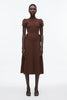 COMPACT RIB TULIP DRESS IN DARK CHOCOLATE