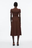 COMPACT RIB TULIP DRESS IN DARK CHOCOLATE