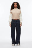 COLORBLOCK ZIP SLEEVE TURTLENECK