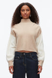 COLORBLOCK ZIP SLEEVE TURTLENECK