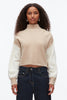 COLORBLOCK ZIP SLEEVE TURTLENECK