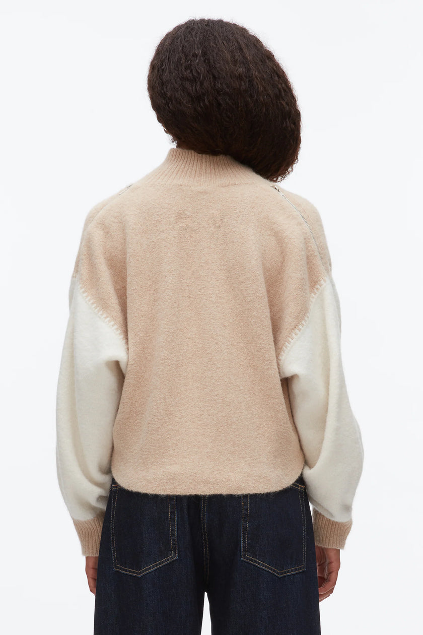 COLORBLOCK ZIP SLEEVE TURTLENECK