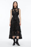 FLOCKED ORGANZA MIDI DRESS