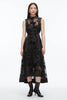 FLOCKED ORGANZA MIDI DRESS