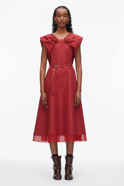 DRAPED BOW DRESS WITH BELT