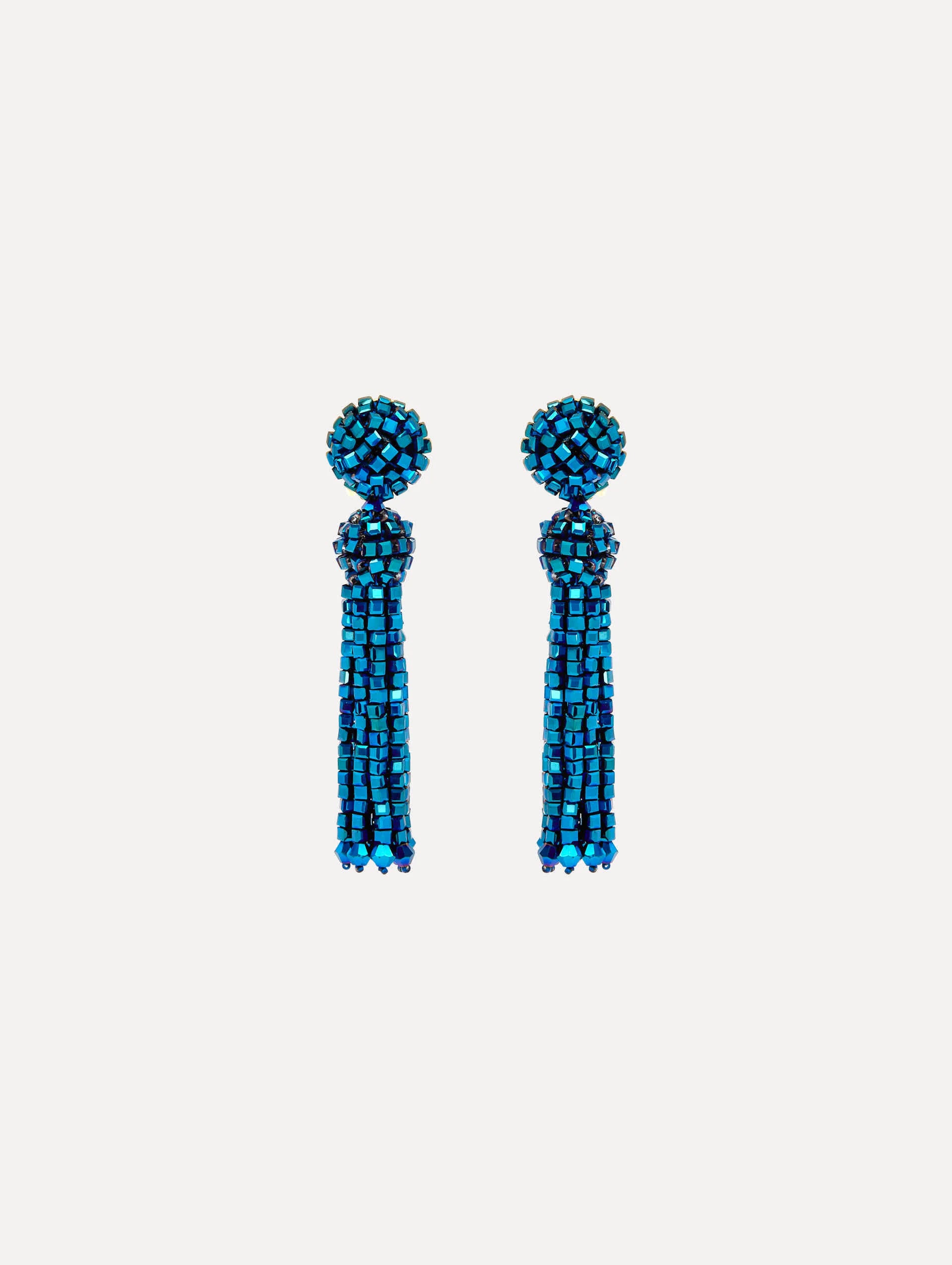 CRYSTAL FRINGE TASSEL CLIP ON EARRINGS