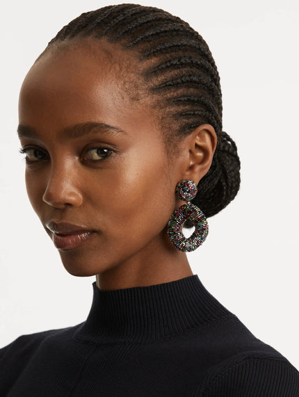 BEADED DROP CLIP ON EARRINGS