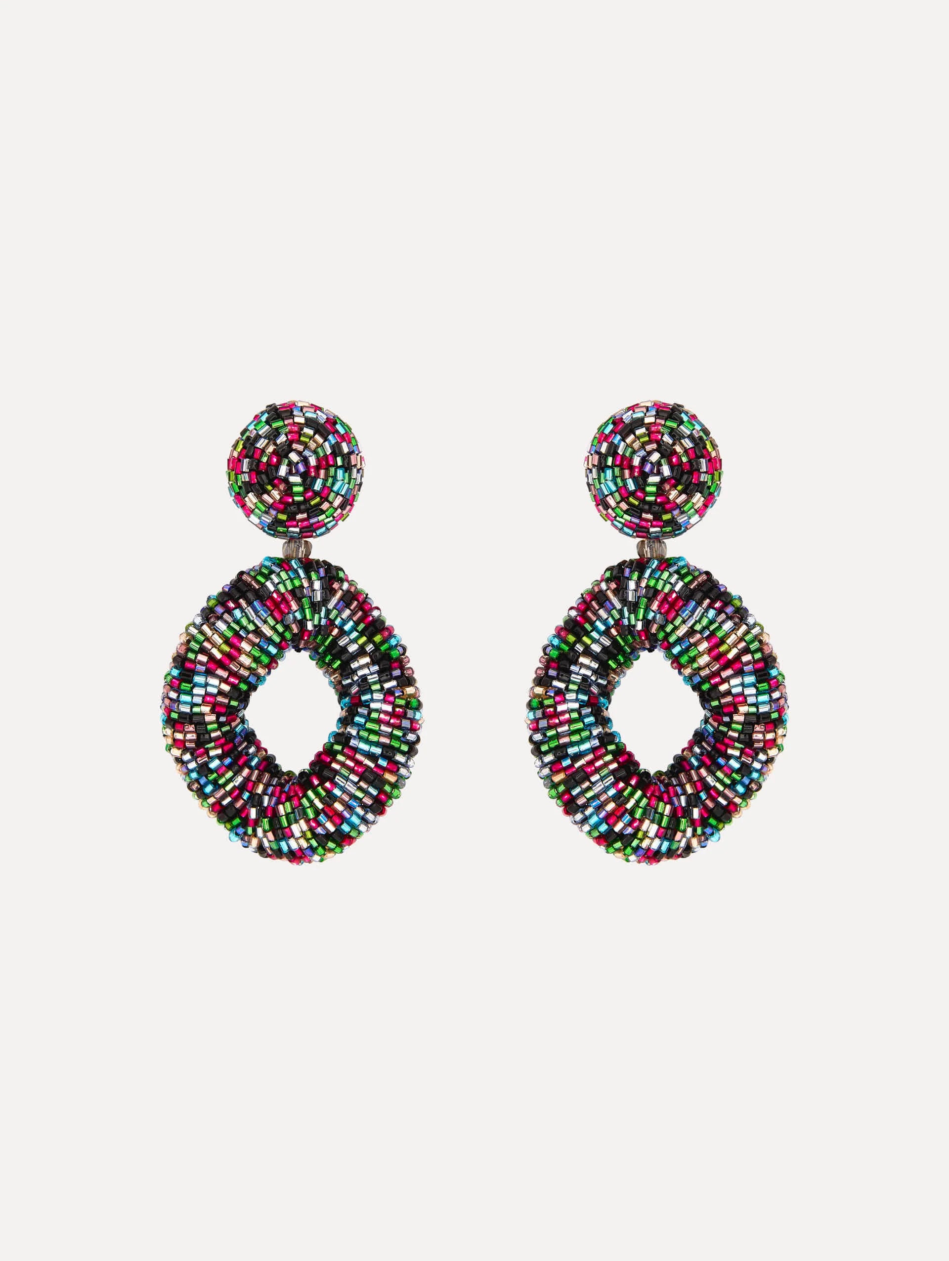 BEADED DROP CLIP ON EARRINGS