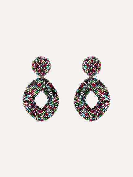 BEADED DROP CLIP ON EARRINGS