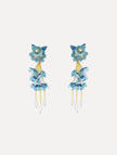 BEADED FLOWER DROP CLIP ON EARRINGS
