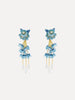 BEADED FLOWER DROP CLIP ON EARRINGS