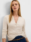 HENLEY RUFFLE SWEATER